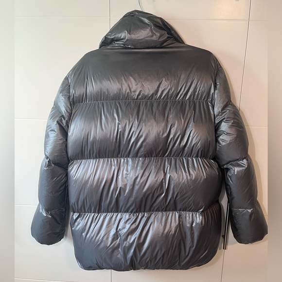 Massimo Dutti Down Puffer Coat in Silver Grey Metallic Size M - Picture 4 of 17
